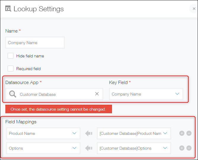 Screenshot: The "Lookup settings" screen