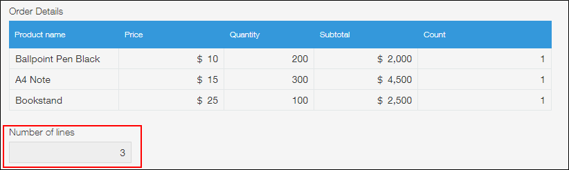 Screenshot: The total number of rows within the table is displayed in the "Calculated" field