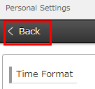 The "Back" button on the "Personal Settings" screen