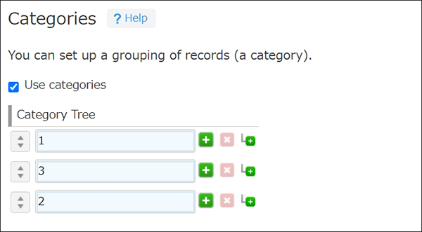 Screenshot: An example of category settings