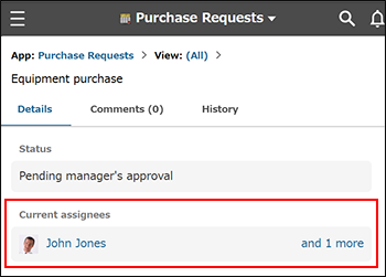 Screenshot: The "Current assignees" section is highlighted