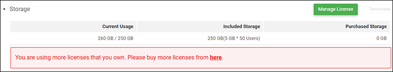 Screenshot: Example warning message
