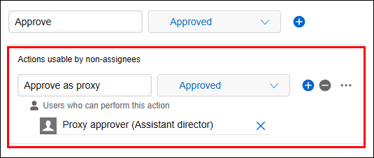 Screenshot: The user specified to be able to perform an action usable by non-assignees is highlighted