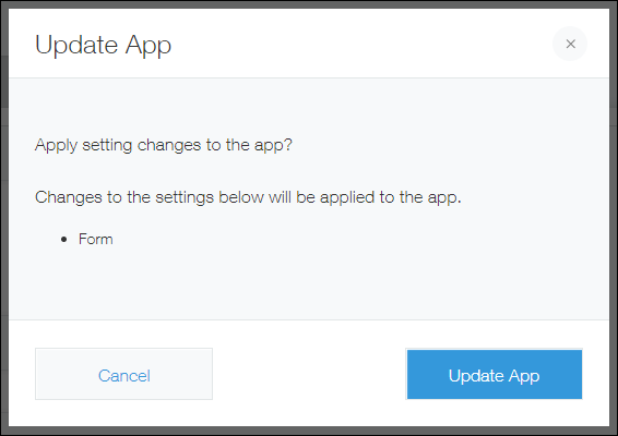 Screenshot: The "Update app" dialog