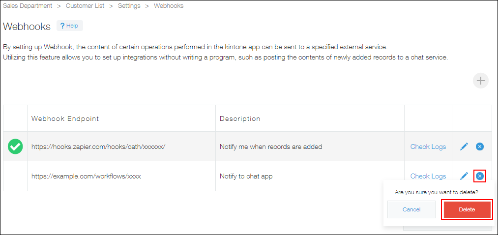 Screenshot: The "Delete" option is highlighted