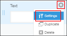 Screenshot: Navigating to "Settings" for a "Text" field