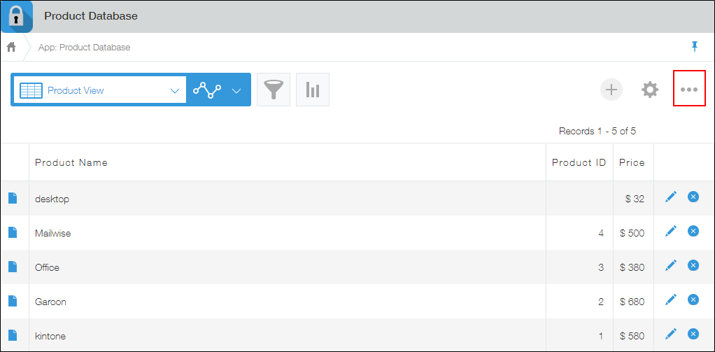 Screenshot: The "Options" icon is highlighted