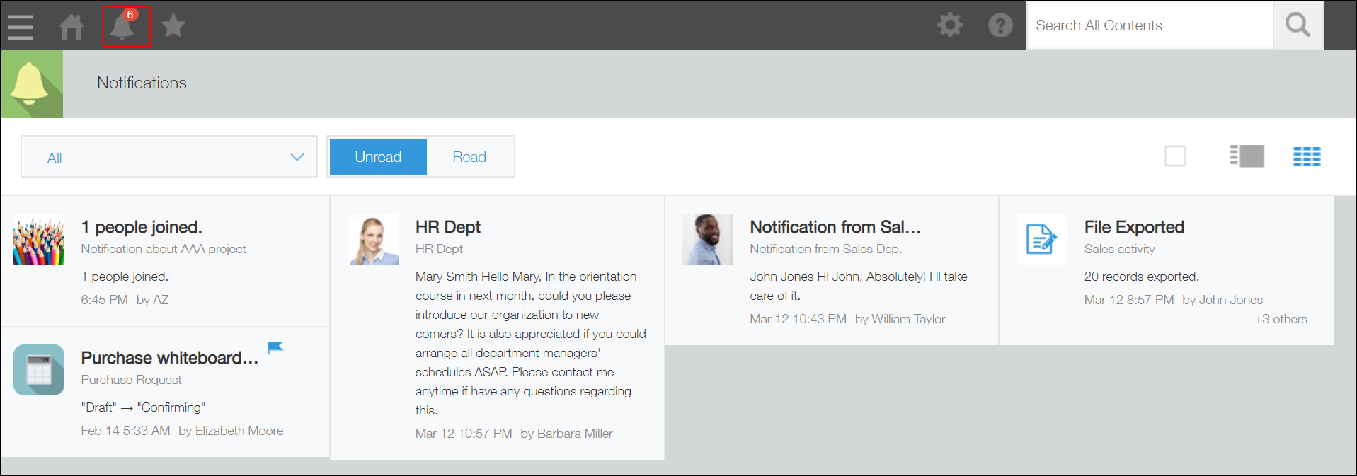 Screenshot: The "Notifications" icon is outlined on the "Notifications" screen