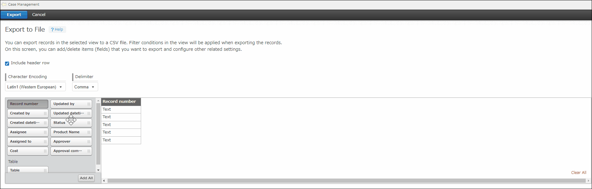 Screenshot: Adding all items by clicking "Add all"