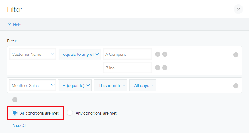 Screenshot: "All conditions are met" is highlighted