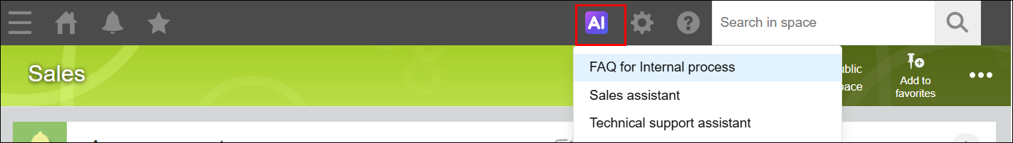 Screenshot: The "AI Search" icon is highlighted in the navigation bar