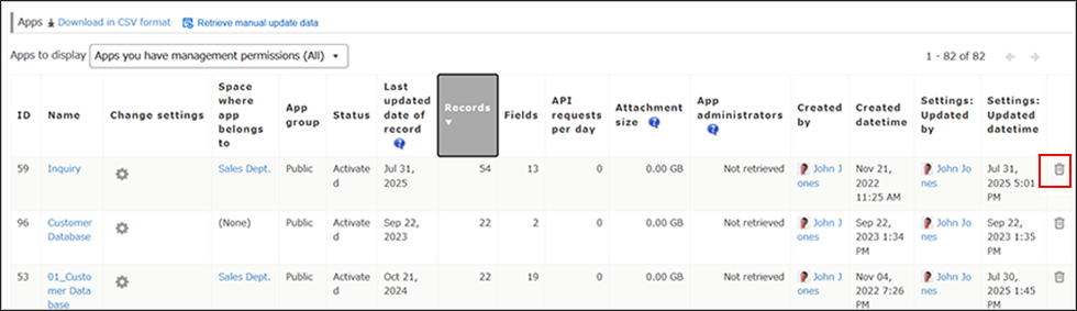 Screenshot: The "App management" screen