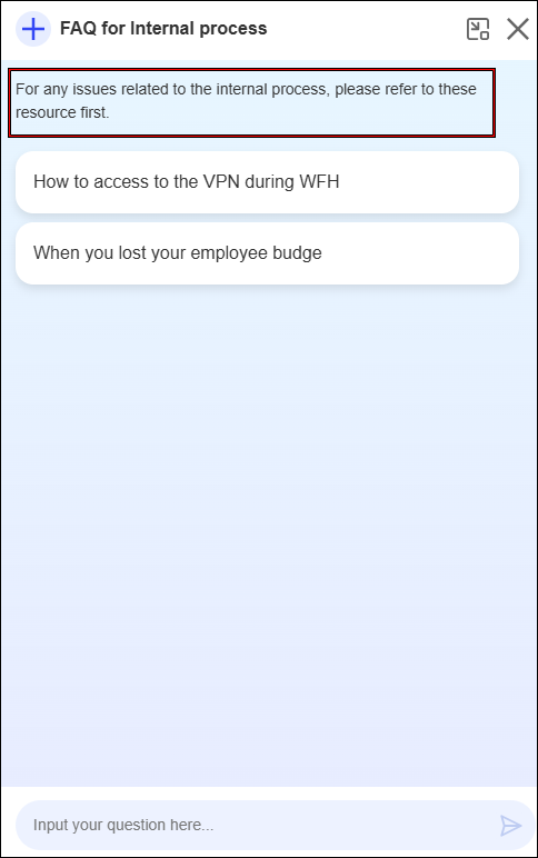 Screenshot: The description of an in-use AI Search chatbot is highlighted