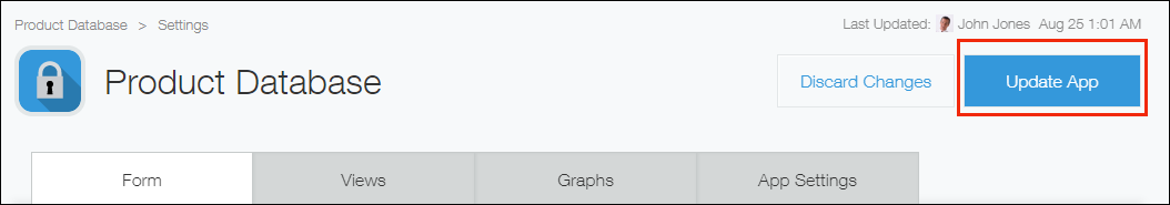 Screenshot: The "Update app" button is clickable