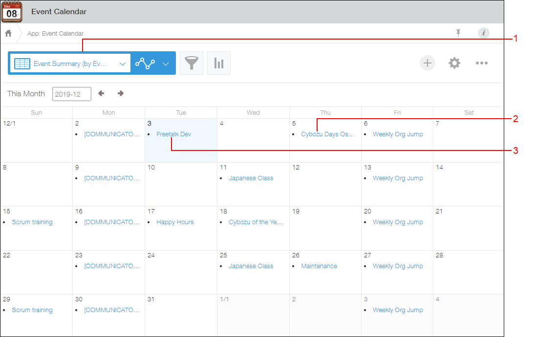 Screenshot: A calendar view is displayed