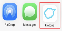 Screenshot: The icon of a "kintone" app is outlined