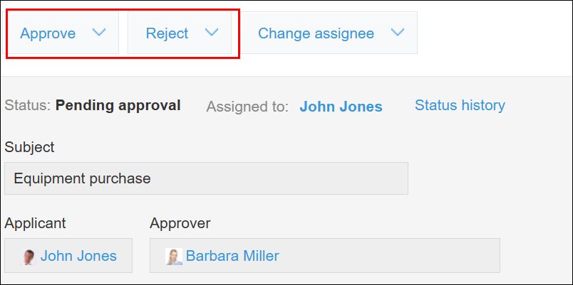 Screenshot: Buttons to perform actions