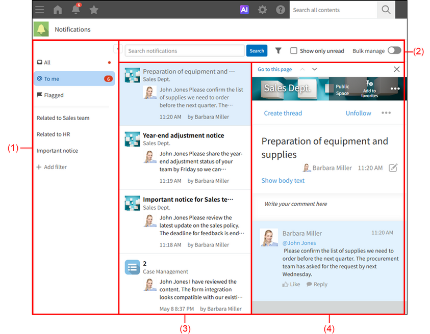 Screenshot: The "Notification" screen