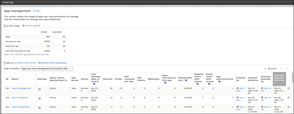 Screenshot: The "App management" screen