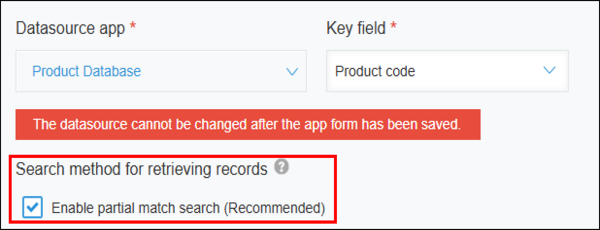 Screenshot: The "Search method for retrieving records" section is highlighted