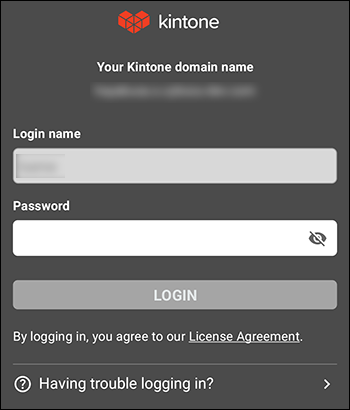 Screenshot: The login screen