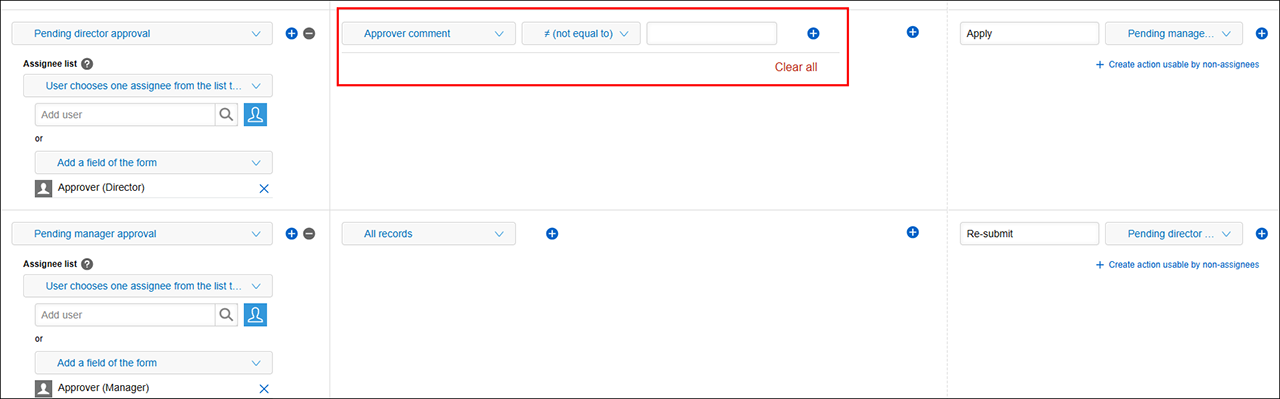 Screenshot: The "Conditions to take this action" section is highlighted