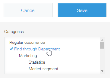Screenshot: The "Edit record" screen of an app with categories activated