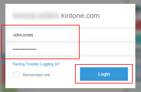 Screenshot: Entering login information and logging in