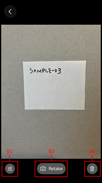 Screenshot: "Retake", "Discard Photo", and "Edit" are highlighted