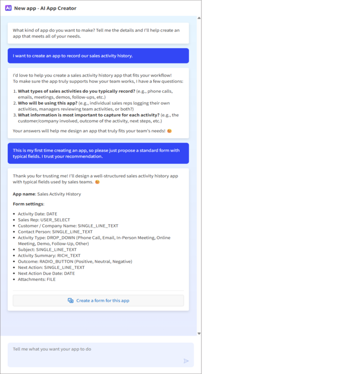 Screenshot: The AI App Creator