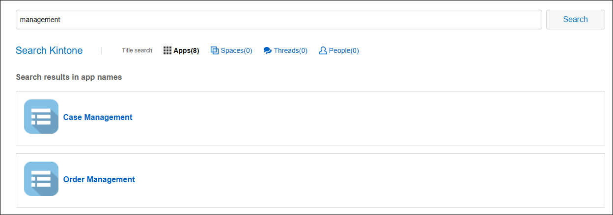 Screenshot: Example of apps that include a search keyword in their title