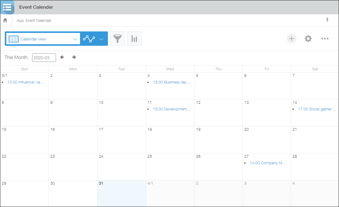 Screenshot: A calendar view is displayed