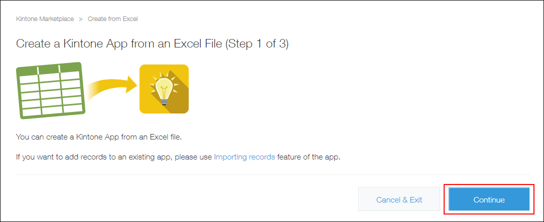 Screenshot: "Continue" is highlighted