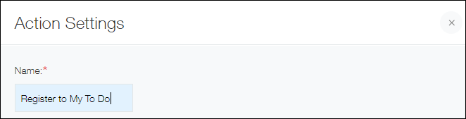 Captura de pantalla: Ingresar un nombre de acción