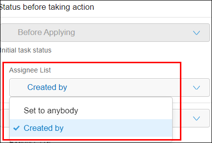 Captura de pantalla: Las opciones que se pueden seleccionar para el primer estado