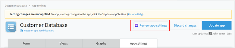 Captura de pantalla: El botón "Revisar ajustes app" está resaltado