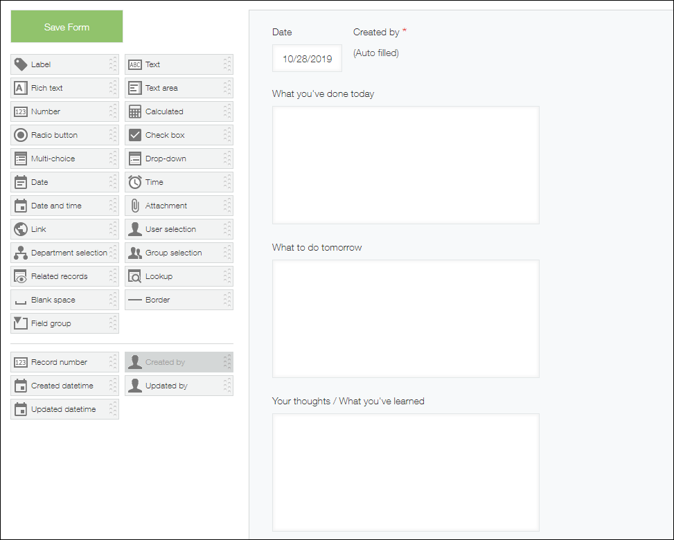 Captura de pantalla: Se muestra la pantalla de configuración del formulario.