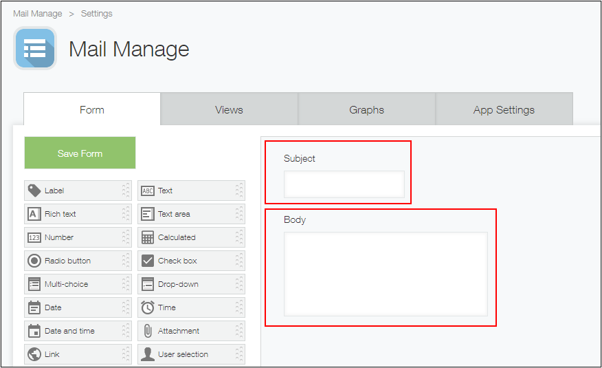 Captura de pantalla: El formulario de la aplicación