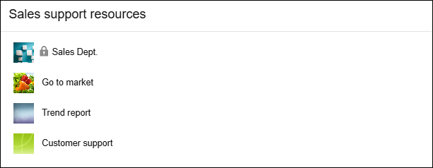 Captura de pantalla: Ejemplo de un widget de espacios seleccionados