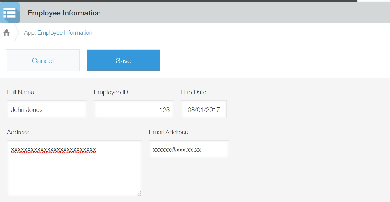 Captura de pantalla: Toda la información se introduce en la pantalla "Detalles del registro".