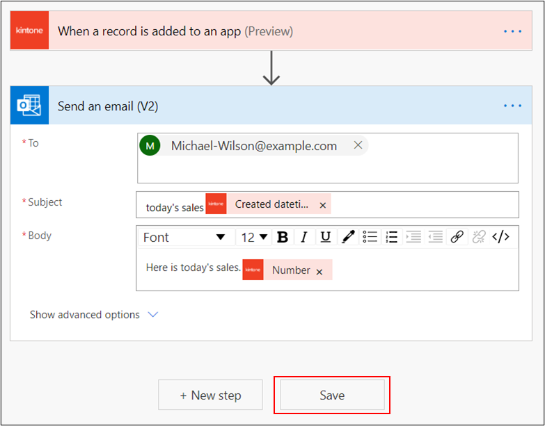 Captura de pantalla: La pantalla "Enviar un correo electrónico"