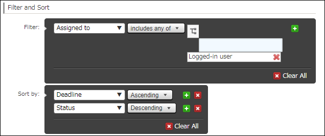 Captura de pantalla: La condición del filtro está establecida