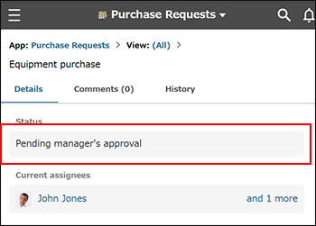 Captura de pantalla: La sección "Estado" está resaltada