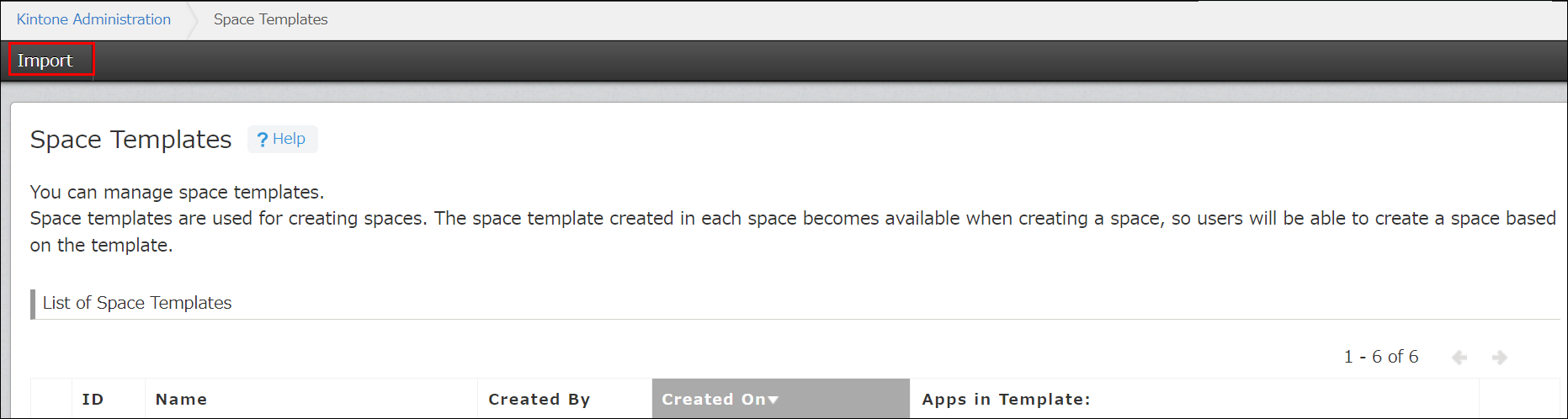 Captura de pantalla: El botón "Importar" está resaltado