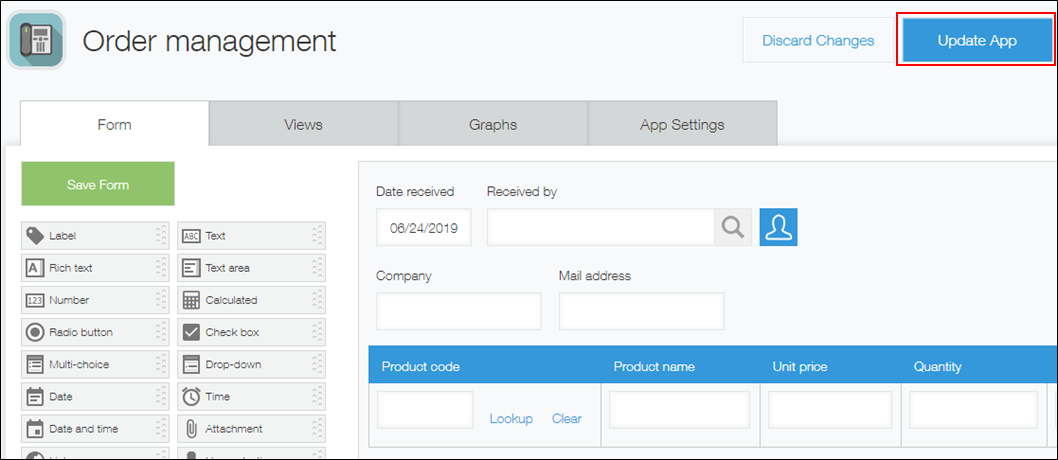 Captura de pantalla: El botón "Act. app" en la configuración de la aplicación está resaltado