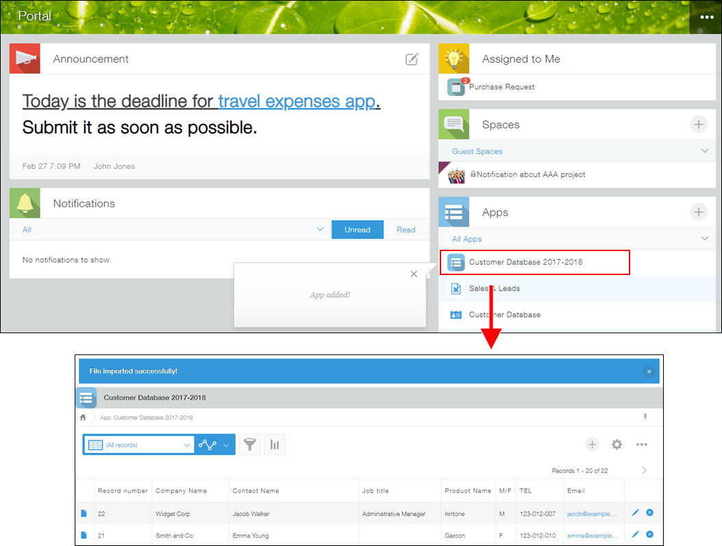 Captura de pantalla: Ejemplo de una aplicación que se ha creado