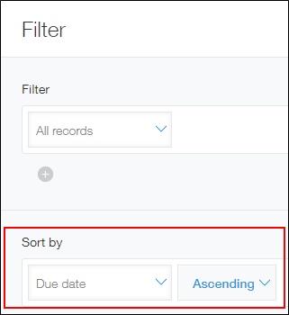 Captura de pantalla: La sección "Ordenar por" en la pantalla "Filtro" está resaltada en rojo