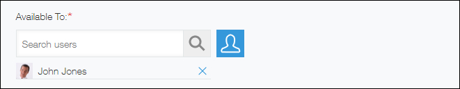 Captura de pantalla: Especificación de un usuario en "Disponible para"