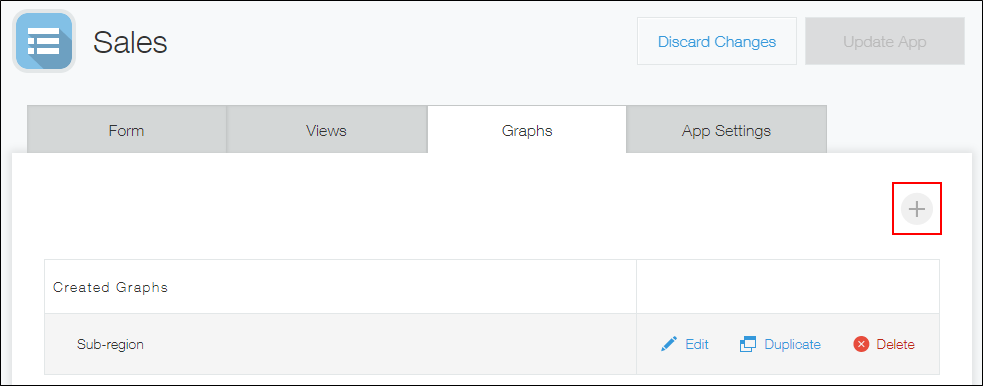 Captura de pantalla: El icono "Crear gráfico" está delineado