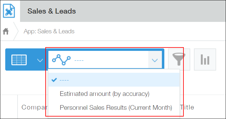 Captura de pantalla: Seleccionar un gráfico en la pantalla "Ver"